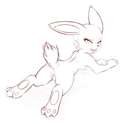 3_toes anthro anus biped blush blush_lines butt chest_tuft claws eyelashes feet female finger_claws genitals looking_at_viewer looking_back looking_back_at_viewer lying narrowed_eyes on_front open_mouth pawpads raised_tail rear_view simple_background small_tail snout solo tail toe_claws toes tongue tuft vulva white_background meraence lagomorph leporid mammal rabbit 1:1 2014 absurd_res digital_drawing_(artwork) digital_media_(artwork) hi_res sketch