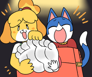 4_toes anthro bell_hair_tie blonde_hair blue_body blue_fur blush blush_stickers clothed clothed_anthro clothing dipstick_tail disembodied_hand duo_focus eyebrows eyes_closed feet female foot_fetish foot_focus fur group hair humanoid_feet laugh male markings multicolored_body multicolored_fur open_mouth open_smile pink_inner_ear plantigrade raised_eyebrow red_clothing red_hair_tie red_shirt red_topwear restrained restraints shirt smile soles stocks tail tail_markings tickle_fetish tickle_torture tickling tickling_feet tied_hair toes topwear trio white_body white_fur white_tail_tip yellow_body yellow_fur compysteps animal_crossing nintendo isabelle_(animal_crossing) rover_(animal_crossing) canid canine canis domestic_cat domestic_dog felid feline felis mammal shih_tzu toy_dog 6:5 absurd_res hi_res