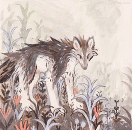 all_fours ambiguous_gender black_eyes black_nose black_spots black_tail brown_body brown_fur brown_tail cheek_tuft circle_eyebrows dandelion eyebrows facial_tuft feral flower fluffy fluffy_tail fog foggy_background fur grass grey_background grey_body grey_fur looking_at_viewer markings multicolored_body multicolored_fur nature nature_background neck_tuft no_sclera paws plant pointy_ears red_flower simple_background solo spots spotted_body spotted_fur tail tuft white_background white_body white_eyebrows white_fur white_inner_ear white_spots snackhorse ambiguous_species canid mammal 2025 hi_res signature tagme