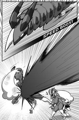 ambiguous_gender anthro breasts bunny_costume clothing costume featureless_breasts female feral fight kneeling male quadruped text wounded cuchuflin nintendo pokemon andre_(cuchuflin) generation_4_pokemon generation_5_pokemon humanoid lagomorph lopunny mammal pokemon_(species) scolipede 2026 absurd_res comic digital_drawing_(artwork) digital_media_(artwork) english_text greyscale hi_res monochrome