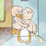 anthro balls bathing blush duo eyes_closed genitals hand_on_butt hand_on_chest humanoid_genitalia humanoid_penis inside kissing male male/male nude penis shota shower showering young young_on_young igotdragons disney ducktales ducktales_(2017) dewey_duck huey_duck anatid anseriform avian bird duck 1:1 brother_(lore) brothers_(lore) incest_(lore) sibling_(lore)