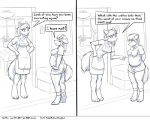 5:4 anthro barefoot belly big_belly canid canine clothed clothing comic dialogue duo english_text faf fafcomics family feet female fox greyscale hetty_(faf) inside mammal monochrome mother_(lore) overweight parent_(lore) text
