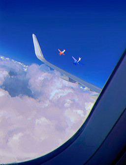 aircraft airplane cloud duo female feral inside_airplane male multicolored_body sky two_tone_body vehicle 1south3927 nintendo pokemon generation_3_pokemon latias latios legendary_pokemon pokemon_(species) 2021 hi_res