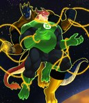 anthro belly bulge chain collar detailed_bulge duo horn male male/male muscular muscular_male open_mouth overweight overweight_male space tail tongue tongue_out hyenaface green_lantern green_lantern_(series) mythology rook_(nimratu) dragon mythological_creature mythological_scalie scalie 2022 alternate_version_at_source hi_res