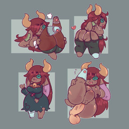 2_horns 3_toes abdominal_bulge anthro balls barefoot bell bell_collar bent_over big_breasts big_butt big_penis black_bra black_clothing black_dress black_legwear black_nose black_pasties black_stockings black_underwear blush blush_lines bodily_fluids bra breasts brown_body bubble_butt butt button_(fastener) button_eyes cleavage closed_frown clothed clothing collar disembodied_penis dress duo eyebrow_slit eyebrow_through_hair eyebrows eyelashes feet female female_on_human fingers flexible floppy_ears flying_sweatdrops front_view frown fully_clothed garter_straps genitals green_body grey_background hair hair_over_eye happy heart_reaction horn humanoid_genitalia humanoid_penis humanoid_vulva innie_vulva jingle_bell jingle_bell_collar legs_up legwear lingerie long_hair long_penis lop_ears lying male male/female male_on_anthro mouth_closed multicolored_body nude on_back one_leg_up open_mouth open_smile outline partially_clothed pasties pawpads penis pink_body pink_pawpads pink_tongue plushie pouting presenting presenting_hindquarters raised_leg raised_tail rear_view red_clothing red_hair red_legwear red_stockings scut_tail short_tail shortstack simple_background skimpy slightly_chubby slightly_chubby_anthro slightly_chubby_female smile snout solo_focus splits spread_legs spreading standing stockings sweat sweatdrop tail tan_body tan_skin thick_thighs toes tongue translucent translucent_hair underwear vein veiny_penis vertical_splits vulva white_body white_outline wide_hips moogers animate_inanimate human living_plushie mammal unknown_species 2023 cel_shading digital_media_(artwork) hi_res multiple_images shaded
