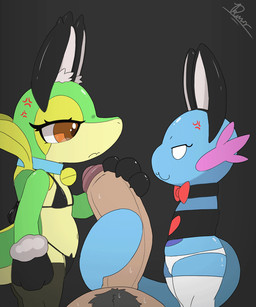 angry anthro big_butt big_penis bodily_fluids butt cat_costume clothing competitive costume dominant dominant_female dripping fake_ears female female_on_human feral first_person_view foreplay genital_fluids genitals gloves group handwear huge_penis humanoid_genitalia humanoid_penis larger_male leaking_precum legwear male male/female panties penis precum precum_drip precum_on_penis precum_string pubes simple_background size_difference smaller_male stockings tail thick_thighs trio underwear dengon nintendo pokemon generation_2_pokemon generation_5_pokemon human mammal pokemon_(species) snivy wooper 5:6 animated