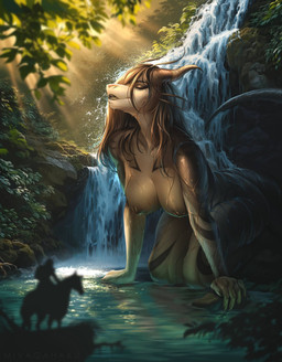 5_fingers anthro areola big_breasts biped breasts claws eyes_closed female finger_claws fingers front_view hair horn kneeling macro nipples non-mammal_breasts non-mammal_hair non-mammal_nipples nude nude_anthro nude_female outside smile solo tail teeth tongue water waterfall waterfall_shower wet wet_body korigahaku mythology dragon mythological_creature mythological_scalie scalie 2026 digital_drawing_(artwork) digital_media_(artwork) hi_res