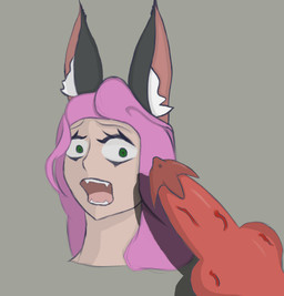 disembodied_penis female genitals green_eyes hair heart_eyes heart_symbol imminent_sex inner_ear_fluff knot knotted_penis long_ears long_hair male male/female open_mouth penis purple_hair scared solo tuft vein veiny_penis worried basaltara animal_humanoid humanoid mammal mammal_humanoid headshot_portrait portrait