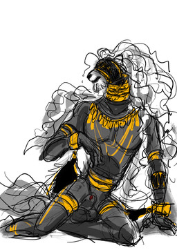 animal_genitalia anthro biped blindfold fully_sheathed fur genitals grey_body grey_fur hair jewelry male sheath simple_background solo white_background white_hair baothghalach elden_ring fromsoftware maliketh_(elden_ring) canid canine canis mammal wolf 2022 absurd_res digital_media_(artwork) hi_res sketch
