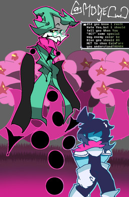 are artist_namemogesun female female/female group male male/female male/male ralsei.@mogesun solo text think trio deltarune undertale_(series) kris_dreemurr ralsei english_text hi_res
