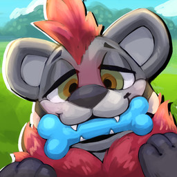 3_fingers ambiguous_gender anthro bdsm black_nose bone_gag dog_toy fingers fur gag gagged green_eyes grey_body grey_fur half-closed_eyes multicolored_body multicolored_fur narrowed_eyes outside red_body red_fur sharp_teeth simple_background squeaky_toy squeaky_toy_gag teeth toony sexotheque nintendo pokemon fan_character jazzotter generation_1_pokemon growlithe mammal pokemon_(species) 1:1 2025 digital_media_(artwork) hi_res icon