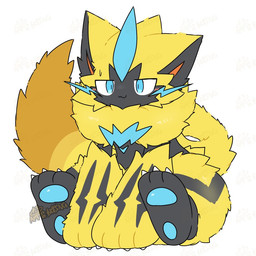 :3 ambiguous_gender anthro black_body black_fur blue_eyes blue_markings blue_pawpads blush bodily_fluids claws feet fur markings multicolored_body multicolored_fur pawpads paws simple_background sitting soles solo sweat sweatdrop tail white_background white_claws yellow_body yellow_ears yellow_fur yellow_tail tontaro nintendo pokemon felid feline generation_7_pokemon legendary_pokemon mammal pokemon_(species) zeraora 1:1 digital_media_(artwork) signature watermark