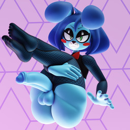 5_toes arm_stockings balls blue_body blue_ears blue_hair blush bow_tie clothing crossed_legs feet genitals green_eyes hair holding_legs_up humanoid_feet legwear looking_at_viewer male pattern_background penis plantigrade pouting red_bow_tie simple_background solo stockings toes g0g0g0g0g0g luiske476_(modeler) five_nights_at_freddy's five_nights_at_freddy's_2 scottgames toy_bonnie_(fnaf) lagomorph leporid mammal rabbit 1:1 3d_(artwork) blender_(artwork) digital_media_(artwork) hi_res