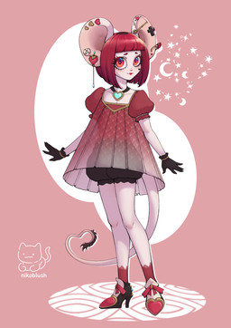 alternative_fashion anthro babydoll_dress big_ears big_eyes bob_cut bow_ribbon christian_cross christian_symbol circle_eyebrows clothing cross ear_piercing eyebrows eyelashes female female_anthro flat_chested footwear fur gem gloves gold_(metal) gold_jewelry hair handwear heart_ear_piercing heart_lipstick heart_on_cheek heart_symbol high_heels highlights_(coloring) humanoid_nose j-fashion jewelry lace lace_socks lolita_(fashion) long_tail makeup micro_bangs necklace nervous nervous_look nervous_smile piercing poofy_shorts poofy_sleeves red_eyes red_hair religion religious_symbol roots_showing round_ears round_eyes safety_pin sheer_fabric shoes short_hair simple_background slim small_waist smile solo standing strawberry_ear_piercing tail tail_tuft thin_calves thin_legs thin_tail thin_thighs tuft white_body white_fur conditional_dnp nikoyishi christianity 2025 absurd_res hi_res shaded