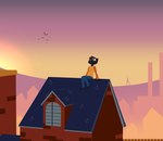 anthro black_body building city cityscape clothed clothing female house looking_up red_eyes sitting sky solo urban yellow_sclera gglloooopp night_in_the_woods mae_borowski domestic_cat felid feline felis mammal hi_res