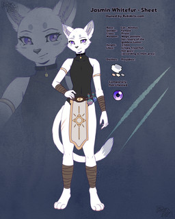 anthro clothed clothing female fur purple_eyes solo white_body white_fur rukifox domestic_cat felid feline felis mammal model_sheet