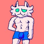 anthro big_penis blue_boxer_briefs blue_clothing blue_underwear boxer_briefs boxers_(clothing) boxers_down boxers_only bulge clothed clothing erection genitals green_eyes humanoid_genitalia humanoid_penis looking_at_viewer male muscular muscular_anthro muscular_male one_eye_closed partially_clothed penis penis_poking_out pixel_cat presenting presenting_penis red_background simple_background solo topless underwear underwear_down underwear_only wink winking_at_viewer funnyman2 domestic_cat felid feline felis mammal 1:1 2d_animation animated digital_media_(artwork) loop pixel_(artwork) pixel_animation short_playtime