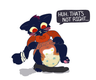 3_toes 4_fingers anthro bandage bandage_on_tail bandaged_tail big_diaper black_body black_ears black_fur black_inner_ear black_tail blush blush_lines blush_stickers bodily_fluids bottomwear bottomwear_around_one_leg bottomwear_down breasts brown_bottomwear brown_clothing brown_pants clothed clothing clothing_around_one_leg dialogue diaper ears_down ellipsis feet female fingers front_view fur genital_fluids long_sleeve_shirt looking_down notched_ear on_one_leg orange_clothing orange_shirt orange_topwear pants pants_around_one_leg pawpads pink_pawpads pivoted_ears shirt simple_background solo speech_bubble standing tail text toes topwear unclean_diaper urine used_diaper wearing_diaper wet_diaper whiskers white_background worried yellow_sclera boredomwithfriends night_in_the_woods mae_borowski domestic_cat felid feline felis mammal 2026 dialogue_in_description english_text full-length_portrait hi_res portrait