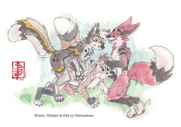 anal anal_penetration animal_genitalia animal_penis anthro balls blue_eyes bodily_fluids canine_genitalia canine_penis cum cum_inside doggystyle erection fellatio finternal_view from_behind_position fur genital_fluids genitals grass grey_body grey_fur group humping knot male male/male nude on_grass on_ground oral penetration penile penis plant precum red_body red_fur sex spitroast tail tan_body tan_fur text tongue tongue_out trio yellow_eyes fennec_(artist) firefox mozilla touch_grass attitosh_(character) bizzo_(character) kyre_(character) arctic_fox canid canine fox mammal true_fox