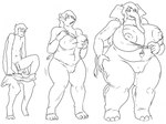 anthro base_one_layout basic_sequence big_breasts bite biting_lip biting_own_lip breast_growth breasts bulge camel_toe female flaccid gender_transformation genitals growth hair hand_on_breast huge_breasts human_to_anthro linear_sequence male mtf_transformation navel nipples one_row_layout penis pubes self_bite short_hair simple_background slightly_chubby smile solo species_transformation standing suit_transformation three_frame_image three_frame_sequence transformation transformation_sequence weight_gain white_background prurientpie prurientpie_(character) elephant elephantid human mammal proboscidean 2018 monochrome sequence