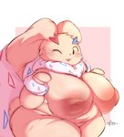 :3 anthro areola arm_tuft belly big_areola big_breasts big_ears big_nipples black_eyes blue_body blue_ears blue_fur blue_markings blush border breasts colored curvy_figure cute_fangs digital_media_(artwork) dipstick_ears ear_markings female floppy_ears fluffy fur fusion generation_2_pokemon generation_4_pokemon hi_res huge_breasts huge_ears huge_nipples hybrid lagomorph lightmizano long_ears looking_at_viewer lopunny mammal markings monotone_tail multi_tone_fur multicolored_ears neck_tuft nintendo nipples no_pupils nude one_eye_closed open_:3 open_mouth open_smile overweight overweight_anthro overweight_female paw_pose pink_areola pink_background pink_nipples pink_nose pokemon pokemon_(species) pokemon_fusion portrait pose red_body red_ears red_fur red_markings scut_tail shaded short_tail signature simple_background smile solo standing tail tan_body tan_ears tan_fur tan_sclera tan_tail thick_thighs three-quarter_portrait three-quarter_view togepi tuft voluptuous white_body white_border white_ears white_fur wide_hips wink wrist_tuft