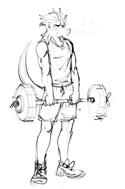 anthro bottomwear clothed clothing exercise frill_(anatomy) hair male muscular muscular_male shorts simple_background solo weightlifting weights white_background workout unknown_artist cavemanon_studios i_wani_hug_that_gator damien_payne dilophosaurid dilophosaurus dinosaur prehistoric_species reptile saurischian scalie theropod monochrome sketch