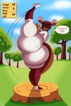 anthro baseball_cap baseball_glove baseball_uniform big_butt big_ears black_eyebrows black_eyes black_nose blue_sky bottomwear brown_body brown_fur brown_tail butt clothed clothing cloud eyebrows female flexible fur grass hat headgear headwear huge_butt huge_hips huge_thighs lips long_tail one_leg_up open_mouth open_smile outside overweight overweight_anthro overweight_female pants pink_inner_ear pink_tongue plant raised_leg red_clothing red_hat red_headwear shirt sky smile splits sportswear spread_legs spreading standing tail talking_to_viewer text thick_tail thick_thighs tongue topwear tree tree_stump uniform vertical_splits white_bottomwear white_clothing white_pants white_shirt white_topwear wide_hips mackdazzle disney winnie_the_pooh_(franchise) kanga kangaroo macropod mammal marsupial 2025 artist_name english_text hi_res signature