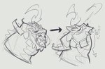 anthro anthro_pred duo head_only horn male male/male mouth_closed onomatopoeia open_mouth sound_effects swallowing text vore zephyrchill league_of_legends mythology riot_games tencent aurelion_sol_(lol) raid_dragon_(zephyrchill) dragon mythological_creature mythological_scalie scalie 2023 absurd_res english_text hi_res