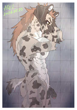 abs anthro athletic athletic_male balls brown_body brown_fur butt flaccid foreskin fur genitals humanoid_genitalia kemono male mane markings multicolored_body multicolored_fur nipples nude nude_anthro nude_male pecs penis shower side_view solo spots spotted_body spotted_fur tan_body tan_fur two_tone_body two_tone_fur wet hiei0221 hyena mammal spotted_hyena 2026 hi_res