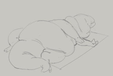 3_fingers ambiguous_gender belly big_belly big_tail eyes_closed feral fingers overweight overweight_ambiguous overweight_feral semi-anthro sleeping solo spread_legs spreading tail tailbutt thick_tail citrusslugcat rain_world videocult gourmand_(rain_world) slugcat animated monochrome