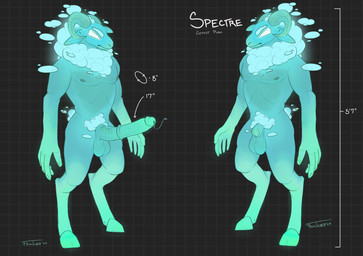 animal_genitalia anthro balls big_hands big_penis blue_body bodily_fluids chart cloud floating_hair fluffy fur genital_fluids genitals girthy glowing glowing_eyes green_body height_chart hooves horn huge_penis male measurements medial_ring nipples penis precum sheath small_waist solo standing translucent unguligrade vein veiny_penis white_body white_eyes white_fur fructosed spectre_(fructosed) bovid caprine ghost goat mammal spirit 2024 absurd_res hi_res model_sheet