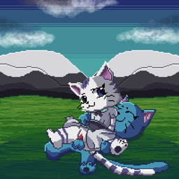 anthro anthro_penetrated balls blue_body blue_fur blush bodily_fluids clothing cum cum_in_vagina cum_inside duo fellatio female female_penetrated fur genital_fluids genitals looking_pleasured male male/female male_penetrating male_penetrating_female multiple_poses nude open_mouth oral pawpads paws penetration penile penile_penetration penis penis_in_vagina pose sex smile tail throbbing throbbing_balls vaginal vaginal_penetration vulva lawealewd fairy_tail happy_(fairy_tail) touka_(fairy_tail) domestic_cat exceed felid feline felis mammal 1:1 animated digital_media_(artwork) hi_res long_playtime multiple_scenes no_sound pixel_(artwork) video