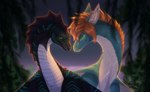 brown_hair claws feral fur green_eyes hair horn membrane_(anatomy) membranous_wings scales smile spines white_body white_fur wings silvyr european_mythology mythology dragon furred_dragon furred_scalie mythological_creature mythological_scalie scalie western_dragon 2021 digital_media_(artwork)