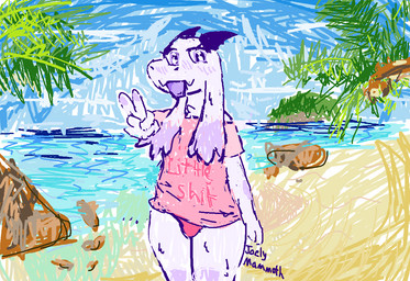 anime_eyes anthro beach blush bulge clothing fluffy gesture gynomorph hand_gesture horn intersex long_ears loose_shirt neck_tuft palm_tree panties plant sea silly solo tree tuft underwear v_sign water lilacfluffygoat lilac_(lilacfluffygoat) boss_monster_(undertale) bovid caprine goat mammal digital_media_(artwork) microsoft_paint_(artwork) trans_(lore) trans_woman_(lore)