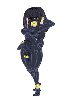 anthro bdsm big_breasts blush bondage bound breasts bulge butt chastity_device clothed clothing collar cuff_(restraint) drone dronification fur genitals hair herm intersex latex latex_clothing latex_skinsuit lock_bulge lock_symbol looking_down looking_pleasured nipples null_bulge penile restraints rubber_clothing sex simple_background skinsuit smile solo submissive tail tight_clothing takanuri lagomorph leporid mammal rabbit 3:4 absurd_res digital_media_(artwork) hi_res