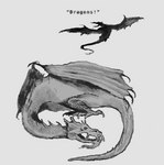 ambiguous_gender armless claws dragon duo english_text feral flying lying membrane_(anatomy) membranous_wings monochrome mythological_creature mythological_scalie mythology on_front plastiboo realistic_wings scalie spines tail text toe_claws wings