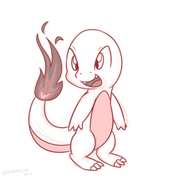 ambiguous_gender claws feral fire flaming_tail grey_background open_mouth simple_background smile solo tail toe_claws chirimiru nintendo pokemon charmander generation_1_pokemon pokemon_(species) reptile scalie 1:1 hi_res source_request