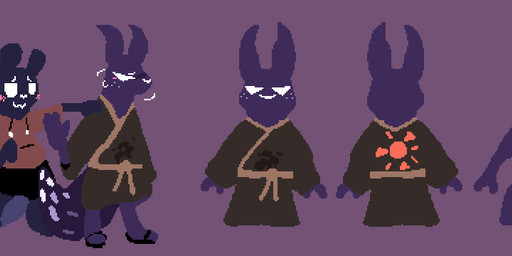 ambiguous_gender animal_genitalia anthro blue_body blush bodily_fluids bottomwear chest_scar clothing duo footwear freckled_face freckles genitals intersex intersex/intersex intersex/male long_tail male male/male markings pants purple_body robe sandals scar sheath shoes simple_background spots spotted_markings spotted_tail sweat sweater tail tail_markings topwear melodicfractals rain_world videocult inv_(rain_world) spearmaster_(rain_world) slugcat