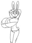 anthro big_breasts bikini breasts clothing female hair hands_behind_head huge_breasts hyper hyper_breasts looking_at_viewer shaking_breasts smile solo swimwear two-piece_swimsuit angstrom molly_(angstrom) lagomorph leporid mammal rabbit 2018 animated digital_media_(artwork) monochrome short_playtime