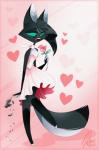 anthro black_body black_fur black_hair clothed clothing dress female flower fur hair heart_symbol plant rose_(flower) solo teal_sclera vivzmind jolene_(zoophobia) domestic_cat felid feline felis mammal 2015 hi_res