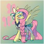 1:1 2018 8xenon8_(artist) bandage bandanna blush border braided_hair clothing costume digital_media_(artwork) equid equine eyebrows eyelashes feathered_wings feathers female feral fluttershy_(mlp) friendship_is_magic green_eyes hair hasbro hi_res kerchief long_hair mammal my_little_pony mythological_creature mythological_equine mythology pegasus pink_hair pirate simple_background smile solo white_border wings