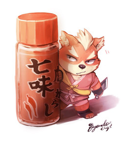 anthro chibi clothing cute_fangs fangs fur humanoid_hands kemono orange_body orange_fur robe solo teeth fuyoudo624 the_spicy_ninja_scrolls shichimi_(the_spicy_ninja_scrolls) canid canine canis domestic_dog mammal 2020