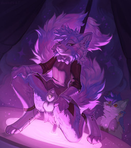 4_fingers 4_toes ambiguous_gender animal_genitalia anthro balls biped blue_body blue_feathers blue_fur blue_hair blue_tail blue_wings blush claws clothed clothed_anthro clothed_male clothing dancing feathers feet feral finger_claws fingers front_view fur genitals grey_body grey_fur grey_wings group hair male penis penis_tip pink_body pink_fur pink_light pink_tail pole pole_dancing sheath tail toe_claws toes trio wings yellow_eyes hioshiru gabriel_serealia necessarian north_(gabriel_serealia) ailurid avian bird enfield mammal red_panda 2025 digital_drawing_(artwork) digital_media_(artwork) hi_res female_(lore)