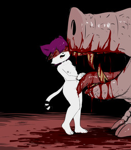 3_toes anthro aroused blood blush bodily_fluids breasts claws cunnilingus cute_fangs dialogue duo erect_nipples fangs feet female feral genitals hair horror_(theme) imminent_death inminent_vore markings navel nipples nude oral parody purple_hair sex small_breasts solo striped_markings striped_tail stripes tail tail_markings teeth toes tongue torture vaginal vulva e254e creepypasta feed_the_pig veronica_(e254e) domestic_cat domestic_pig felid feline felis mammal suid suine sus_(pig) absurd_res hi_res