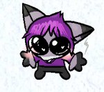 ambiguous_gender anthro big_ears big_eyes black_clothing black_leggings black_legwear blush chibi clothing cowlick emo_haircut grey_body hair heart_eyes heart_symbol hoodie leggings legwear messy_hair multicolored_body purple_clothing purple_hair solo topwear r3znor_x derrik_(r3znor_x) fish marine shark digital_media_(artwork) pixel_(artwork)