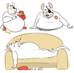 3_toes 5_fingers anthro belly belt belt_snap big_belly black_eyebrows clothed clothed_anthro clothed_male clothing eating eating_chips eating_food eating_potato_chips eye_patch eyebrows eyes_closed eyewear feet fingers fur furniture hand_on_own_belly holding_bag lips looking_at_own_belly lying_on_sofa male male_anthro motion_lines nude_anthro nude_male obese obese_anthro on_sofa overweight overweight_anthro red_belt red_nose simple_background sleeping sleeping_nude sofa solo sound_effects stuck superhero surprised_expression tan_inner_ear tan_lips thick_bottom_lip thick_thighs toes vowelless vowelless_sound_effect whisker_spots whiskers white_background white_body white_fur white_jumpsuit yellow_sclera yellow_sofa zzz beastofeuthanasia danger_mouse_(series) danger_mouse house_mouse mammal mouse murid murine rodent 2019 colored digital_drawing_(artwork) digital_media_(artwork) english_description hi_res multiple_scenes shaded simple_shading sketch_page