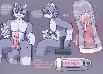 anthro arm_tuft balls big_penis black_nose blush bodily_fluids cheek_tuft countershading cum dipstick_tail elbow_tuft emanata erection facial_tuft fluffy fluffy_tail fur genital_fluids genitals grey_body grey_fur grey_hair grey_tail hair humanoid_genitalia humanoid_penis internal knee_tuft leg_tuft looking_pleasured male male_anthro markings motion_lines multicolored_body multicolored_fur multicolored_tail narrowed_eyes neck_tuft nude nude_anthro nude_male one_eye_closed orgasm pecs penetrable_sex_toy penetration penile penile_penetration penis pink_penis purple_eyes red_body red_fur sex_toy shoulder_tuft sitting solo speech_bubble tail tail_between_legs tail_markings text tuft two_tone_body two_tone_fur vibrating vibrating_sex_toy white_body white_fur white_tail dense_ink honey_play_box canid canine canis domestic_dog mammal 2025 english_text promotional_material