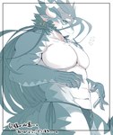 abs anthro clothing ear_piercing ear_ring hair horn long_hair male muscular muscular_anthro muscular_male navel pecs piercing ring_piercing solo speedo swimwear tail izm_rm7 lifewonders mythology tokyo_afterschool_summoners fuxi_(tas) dragon mythological_creature mythological_scalie scalie absurd_res hi_res