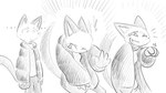 4_fingers animal_crossing anthro bodily_fluids clothed clothing crying_laughing dialogue_in_description domestic_cat dragonweirdo ellipsis felid feline felis female fingers gesture greyscale hand_gesture hi_res laugh mammal monochrome nintendo olivia_(animal_crossing) pointing puffy_jacket solo tears