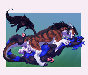 bite breast_squish breasts duo female feral male male/female neck_bite nibbling penis_shaped_bulge squish vaginal imperishable86_(artist) felkin_(maximesoad) softpurr_(character) felid feline felkin mammal taur absurd_res hi_res